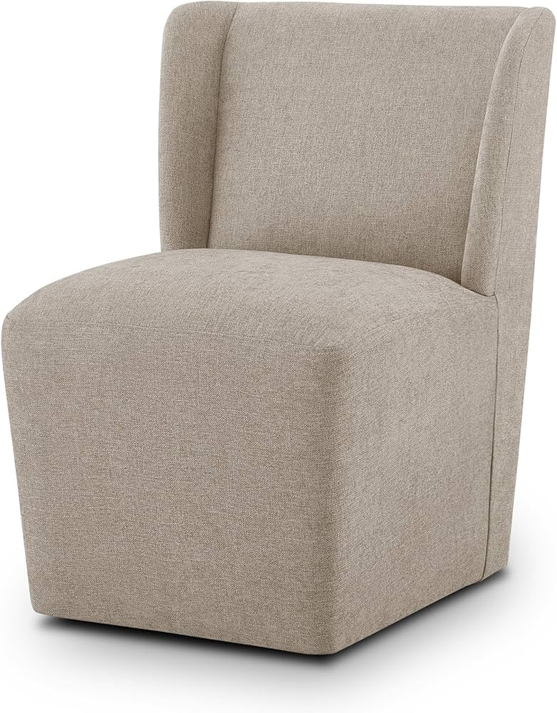 Upholstered Dining Chair with Casters Wingback Modern Side Armless Deskchair with Rollers for Din... | Amazon (US)
