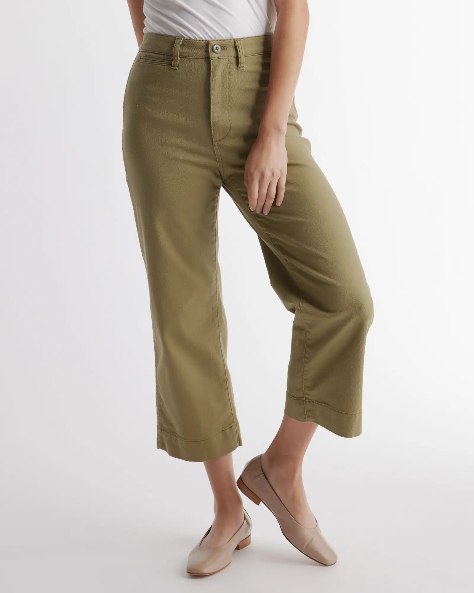 Cotton Twill Wide-Leg Crop Pant | Quince