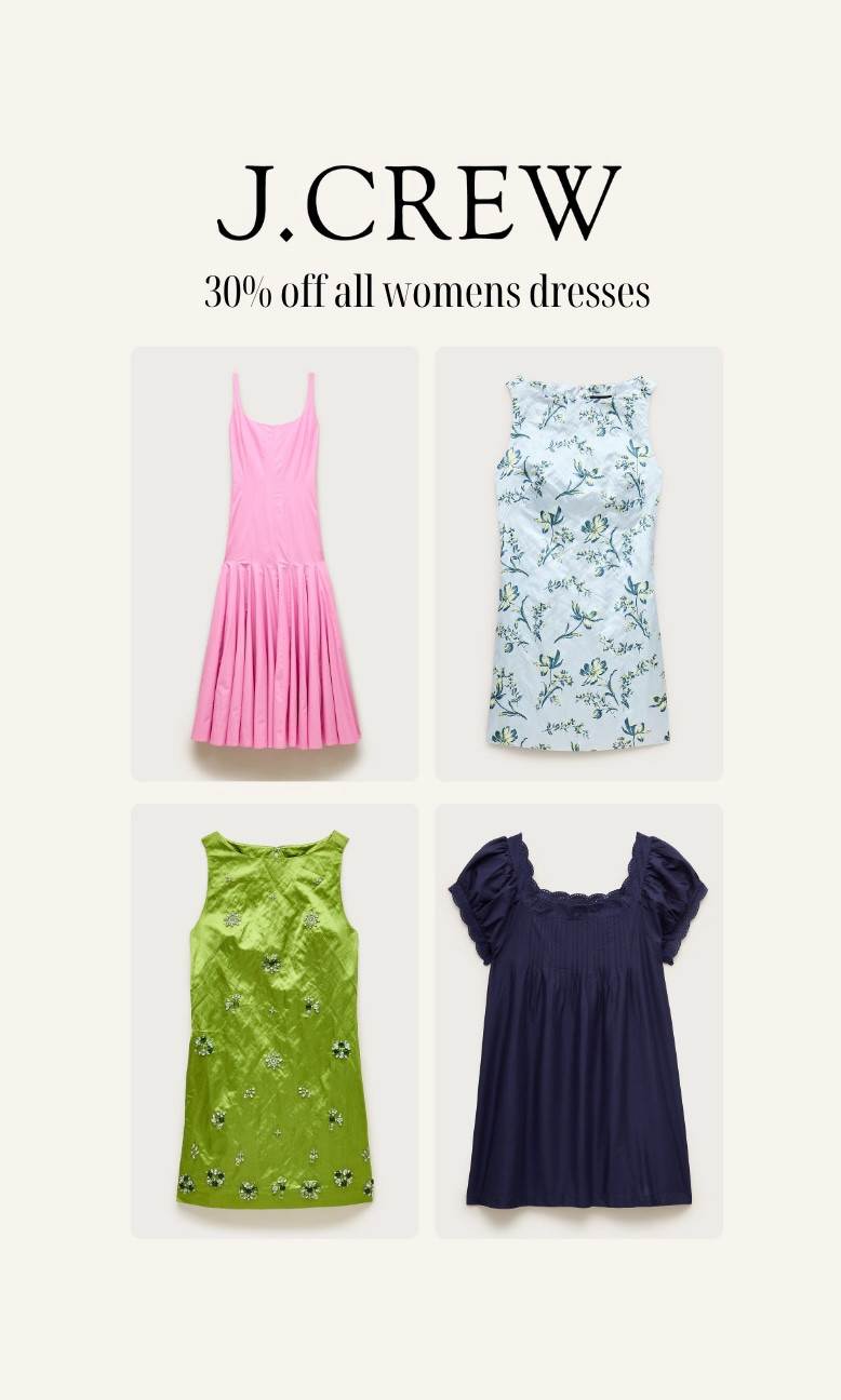 [4/15/26] 30% off all dresses @jcrew 🛍️🫶🏻 so many gorgeous finds for spring & summer & a lot of them come in petite and tall sizing! 

 #LTKootd #LTKSeasonal #LTKSaleAlert