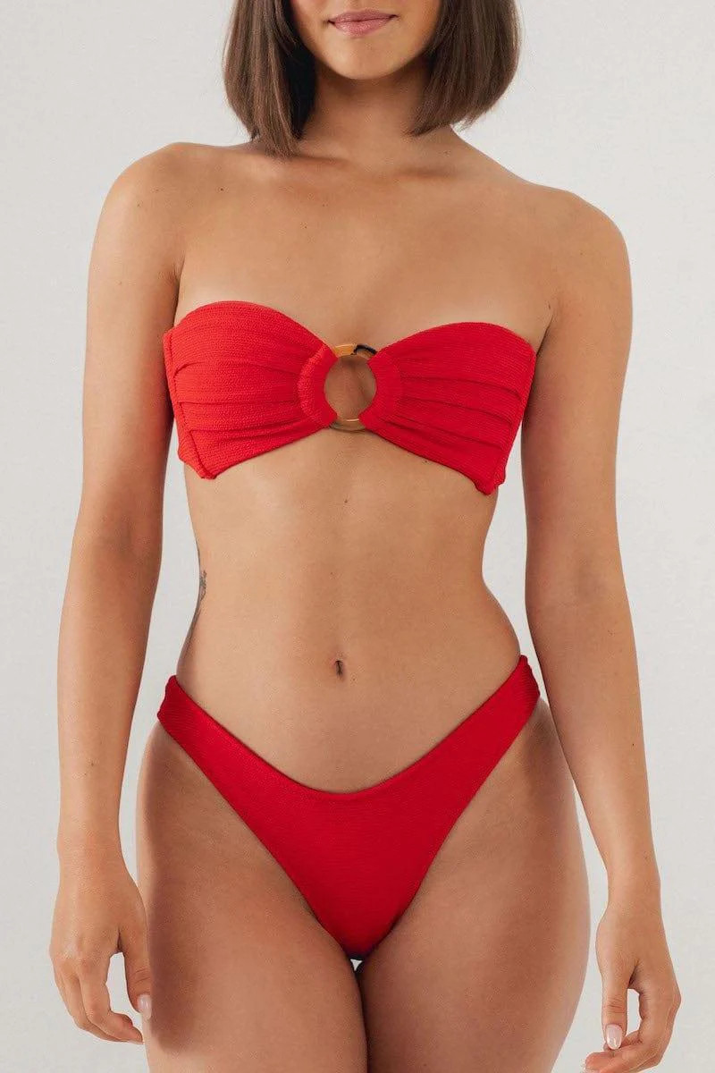 Crimson Micro Scrunch Tori Bandeau Bikini Top | Montce