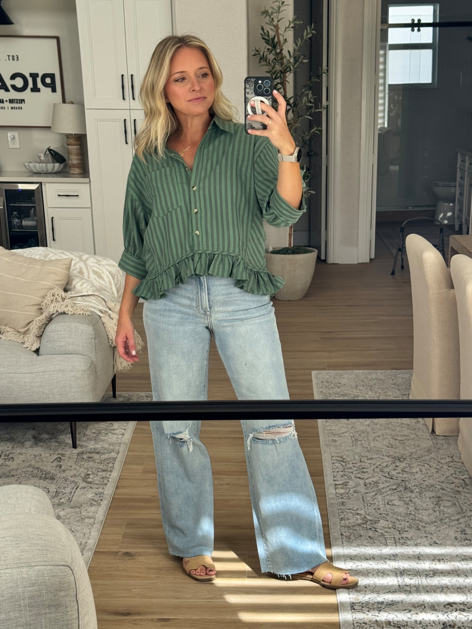 This Amazon ruffled button down with puff sleeves is 10/10 hands down my favorite recent purchase! 

#LTKFindsUnder50 #LTKSeasonal #LTKFallSale