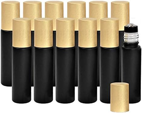 Holistic Oils Essential Oil Roller Bottles with Metal Roller Balls Bulk 12 PACK, 10ml Black Glass... | Amazon (US)