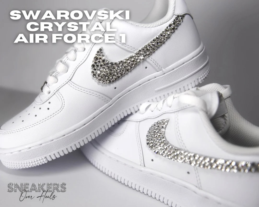 Nike Air Force 1 With Rhinestone Swoosh Logo Custom AF1 With - Etsy Canada | Etsy (CAD)