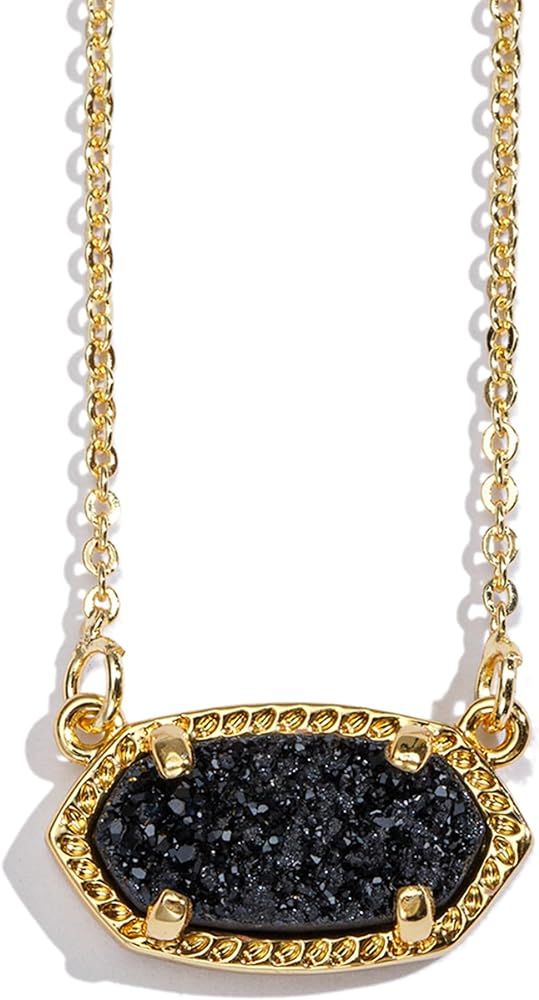 Handmade Natural Druzy Pendant Necklace 14k Gold-Plated Chain for Women | Amazon (US)