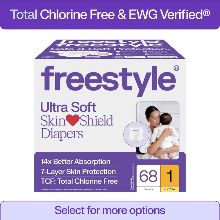 Freestyle Total Chlorine Free 14x Better Absorption Hypoallergenic EWG Verified\u00ae Baby Diaper... | Walmart (US)