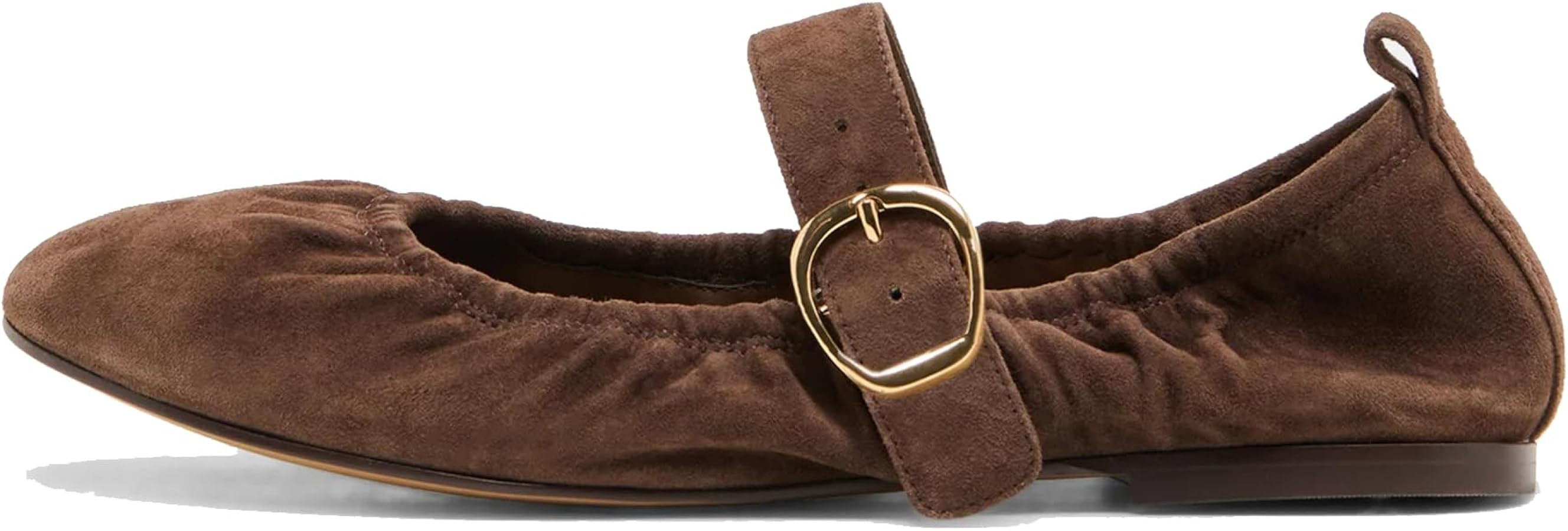 Women's Ruched Ballet Flats Buckle Strap Mary Jane Flat Shoes Slip On Soft Suede Round Toe Comfor... | Amazon (US)