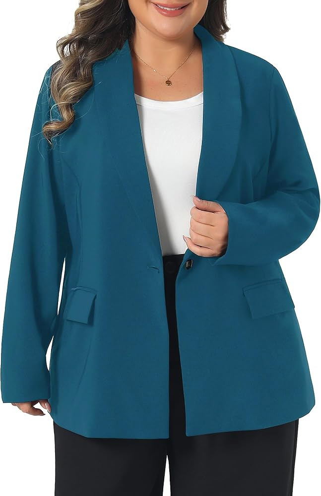 Agnes Orinda Plus Size Blazers for Women Lapel Button Work Business Casual Outfits Dressy Suit Ja... | Amazon (US)