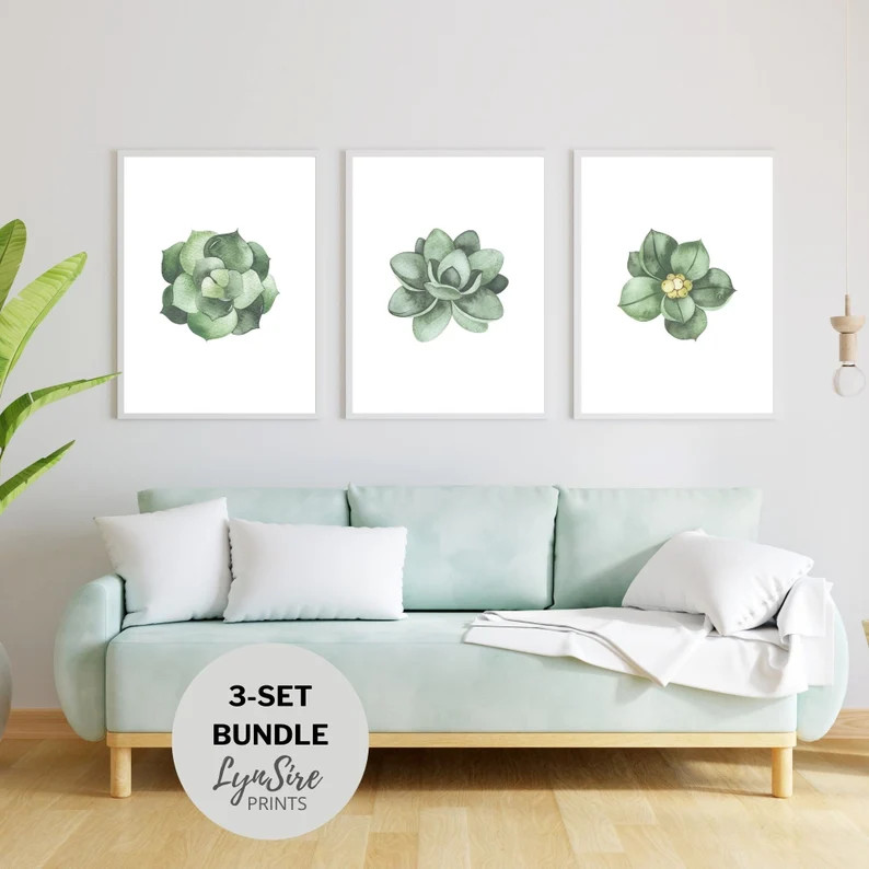 Succulent Wall Art Printable Set of 3 Botanical Print Set - Etsy | Etsy (US)