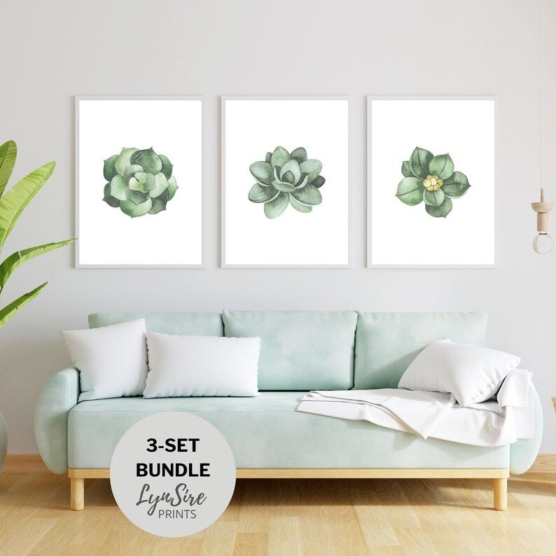 Succulent Wall Art Printable Set of 3 Botanical Print Set - Etsy | Etsy (US)