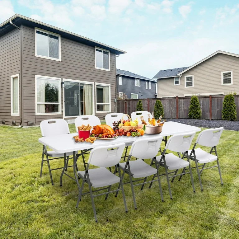 SUGIFT 8 ft Folding Table Rectangular White Folding Plastic Table | Walmart (US)