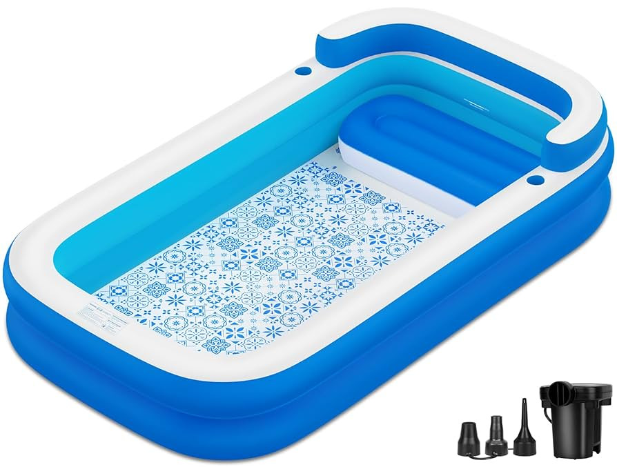 Large Inflatable Swimming Pool, 120" X 85" X 26" Oversized Thickened Blow Up Pools for Adult, Inf... | Amazon (US)
