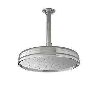 1-Spray 10.4 in. Single Ceiling Mount Fixed Rain Shower Head in Brushed Nickel | The Home Depot