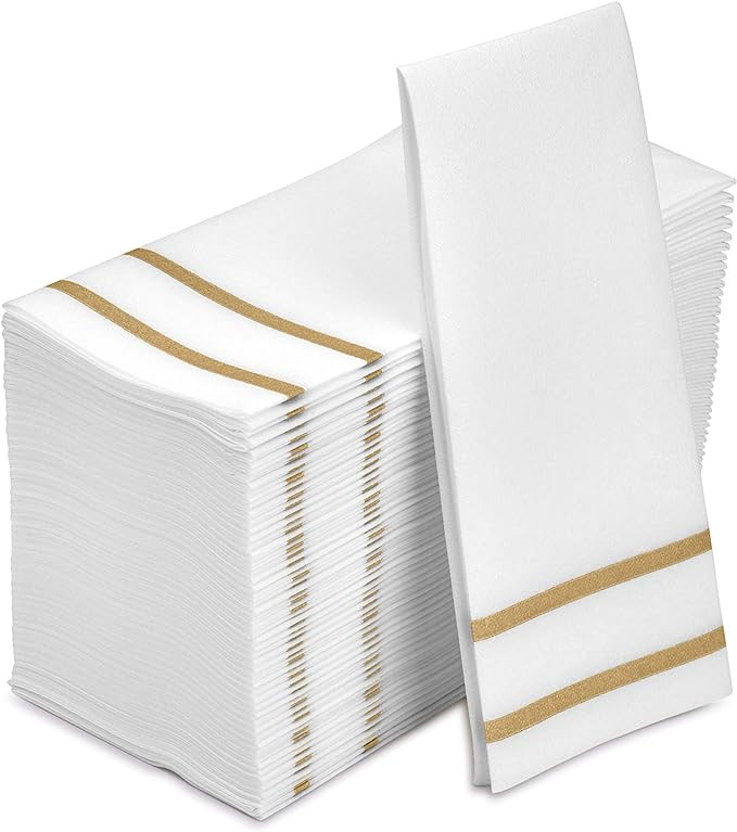 Fete Decorative Hand Towels Disposable, Gold Design 100 Linen-Feel Guest Towels – Formal Dinner... | Amazon (US)