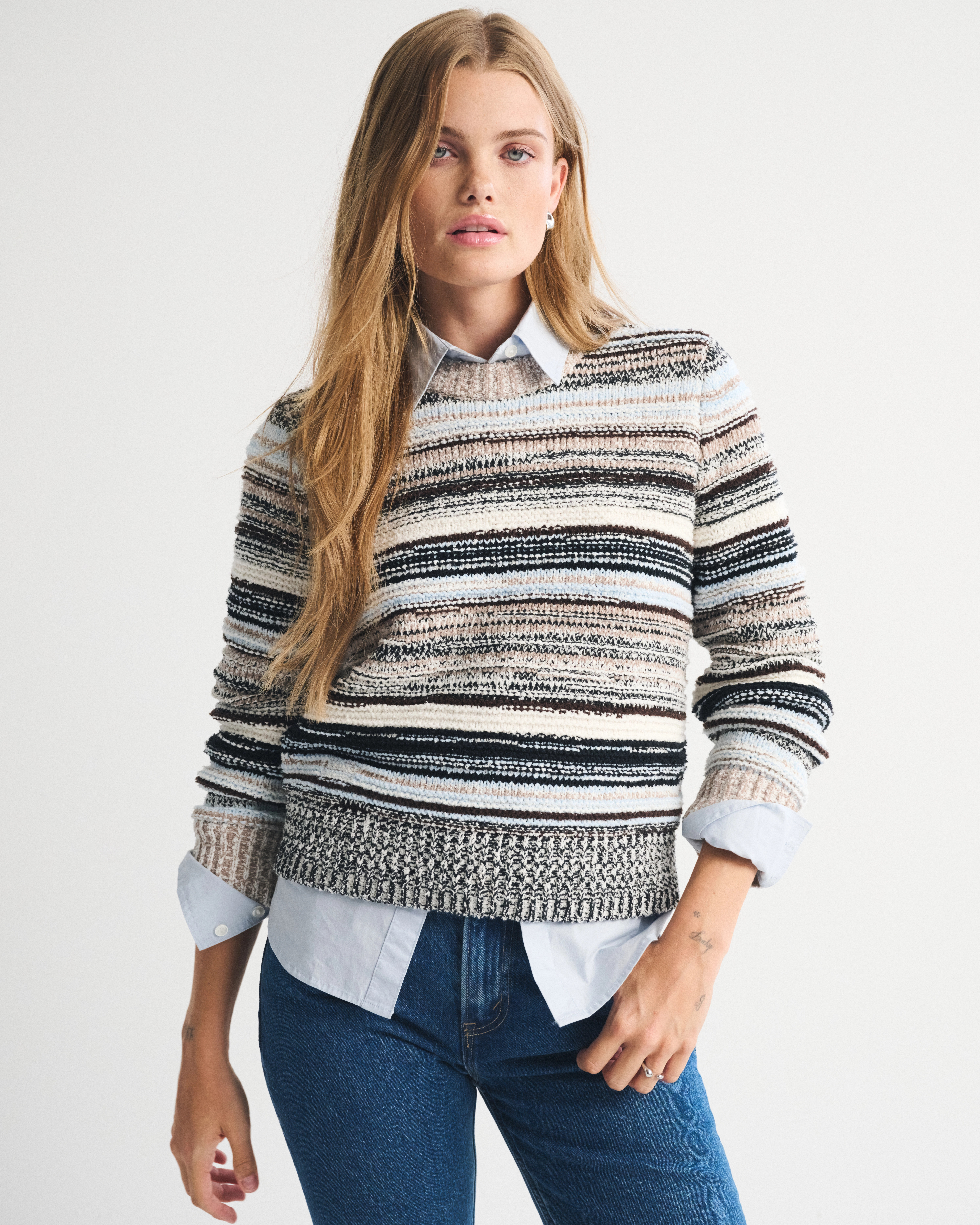 A&F Madeline Textural Crew Sweater | Abercrombie & Fitch (US)