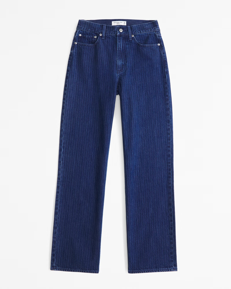Abercrombie & Fitch Women's High Rise Loose Jean in Dark Pinstripe - Size 32 SHORT | Abercrombie & Fitch (US)