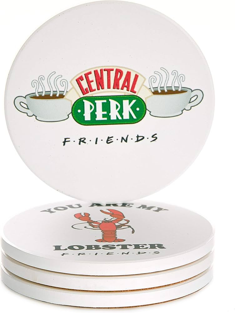 Friends TV Show Merch Ceramic Drink Coasters Set of 4 with Cork Backing | Friends Home & Kitchen ... | Amazon (US)
