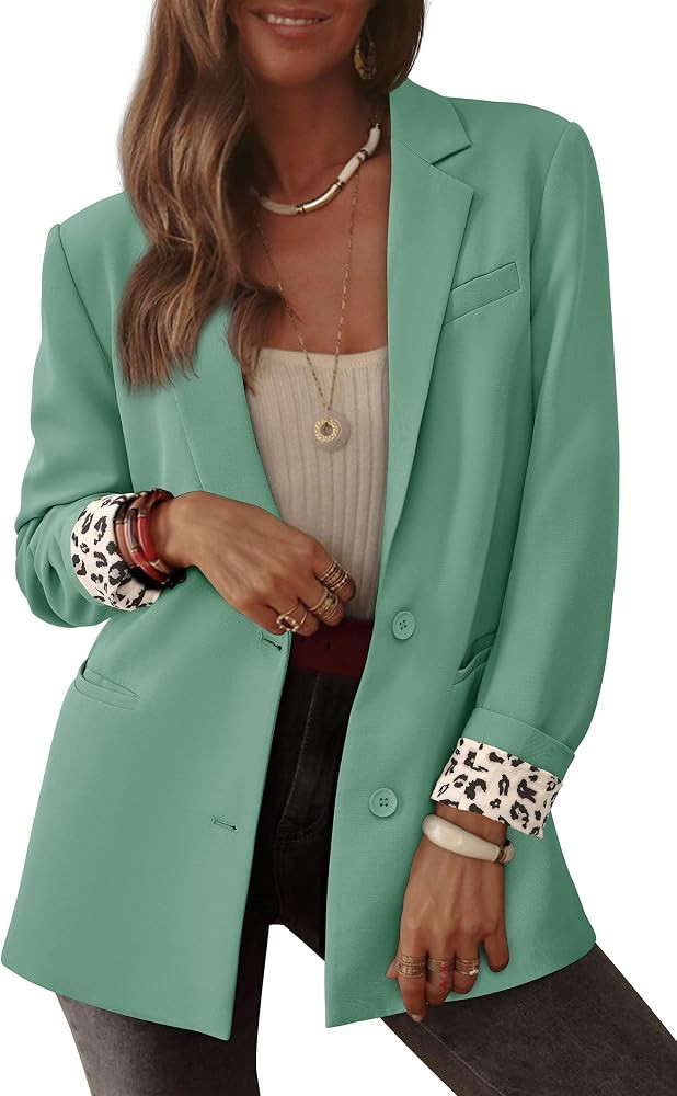 PRETTYGARDEN Blazers for Women 2025 Fall Work Office Suit Jackets Dressy Open Front Leopard Blaze... | Amazon (US)