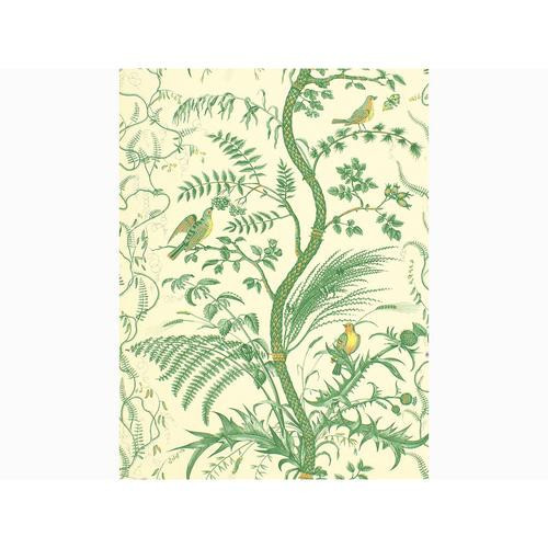 Brunschwig & Fils Bird And Thistle Green Wallpaper | DecoratorsBest | DecoratorsBest