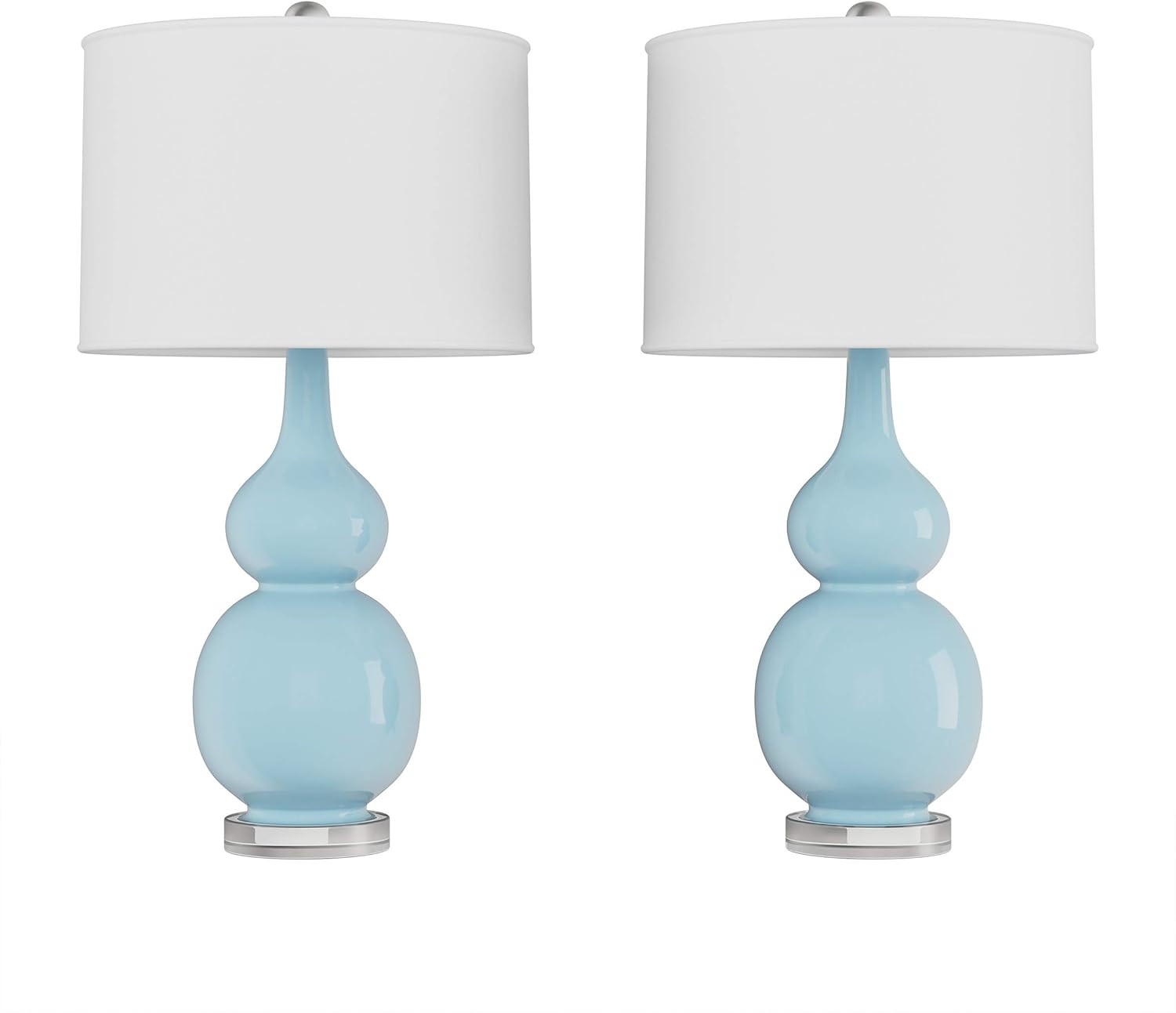 Set of 2 Ceramic Table Lamps - Double Gourd Vintage Style Lights for Bedroom, Living Room, or Off... | Amazon (US)