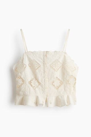 Cropped Top with Eyelet Embroidery | H&M (US + CA)