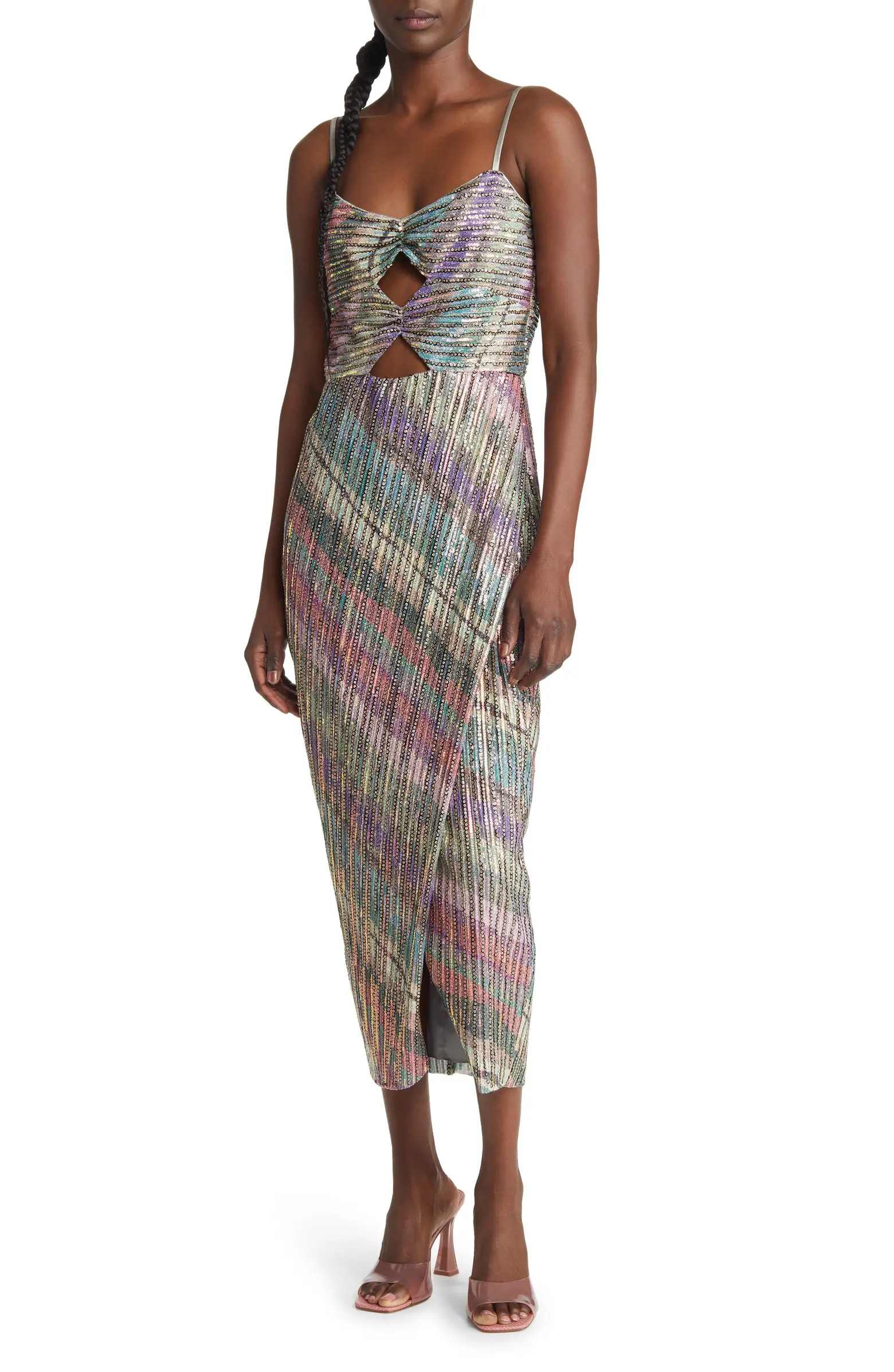 Lissandra Rainbow Crystal Detail Cocktail Dress | Nordstrom