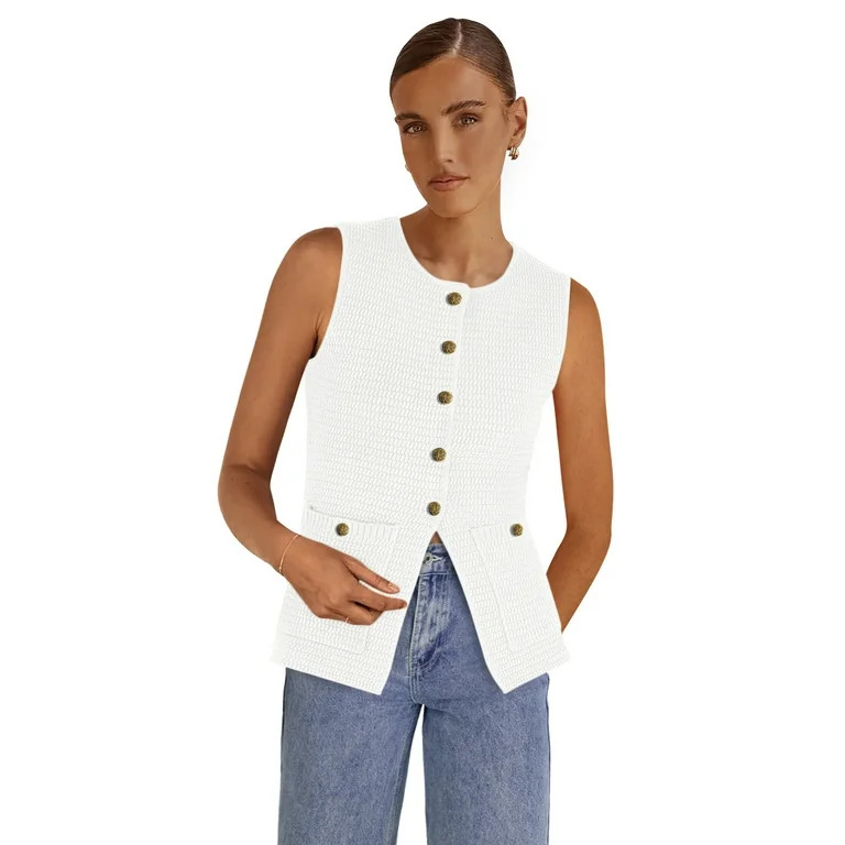 PRETTYGARDEN Women's Button Up Sweater Vest Top, Lightweight, Sizes S-XXL | Walmart (US)