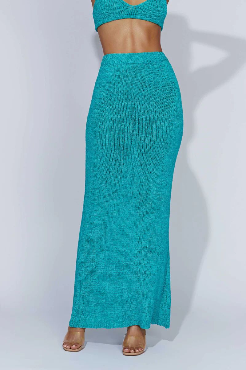 Mary Knit Maxi Skirt - Aquamarine | MESHKI US