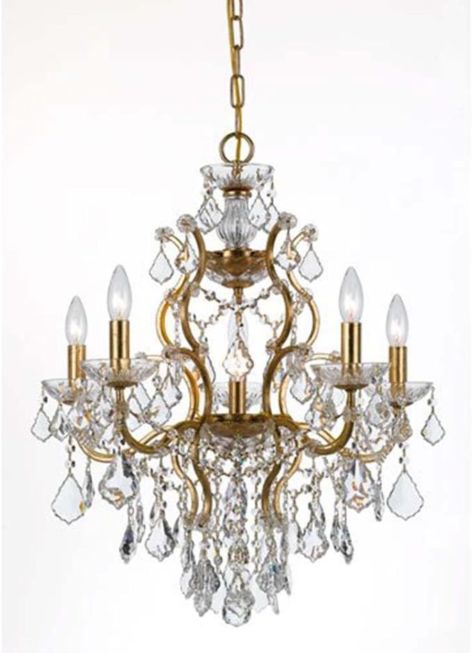 Crystorama 4455-GA-CL-MWP Crystal Six Light Chandeliers from Filmore collection in Gold, Champ, G... | Amazon (US)