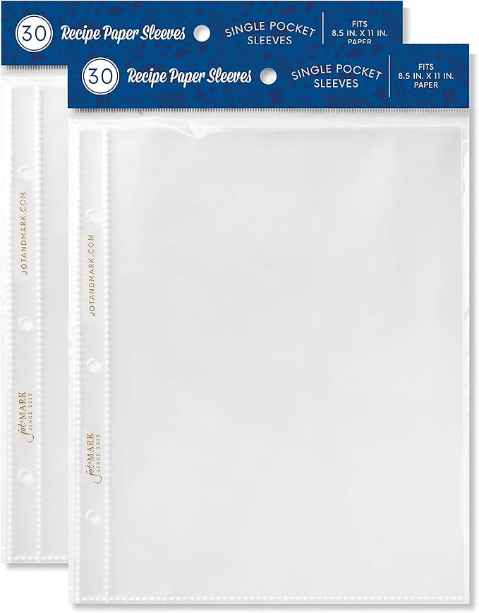 Jot & Mark Recipe Page Protectors for 3 Ring Binder 8.5x11, 60 Count | Amazon (US)