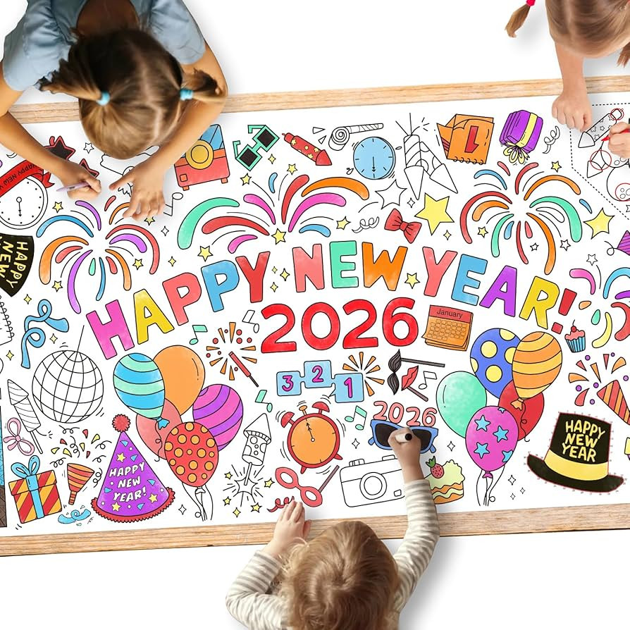 Gatherfun Giant Coloring Poster for Classroom Wall - Versatile 31.5 x 72 Inches Happy New Year Ac... | Amazon (US)