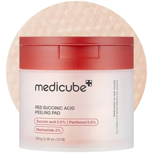 medicube Toner Pads Red Succinic Acid Panthenol Facial Peeling Pad | Exfoliating Toner Pad for Breakout-Prone Skin | Niacinamide, AHA, BHA, and Soothing Panthenol - Non-Comedogenic, 70 Pads (1 Pack) | Amazon (US)