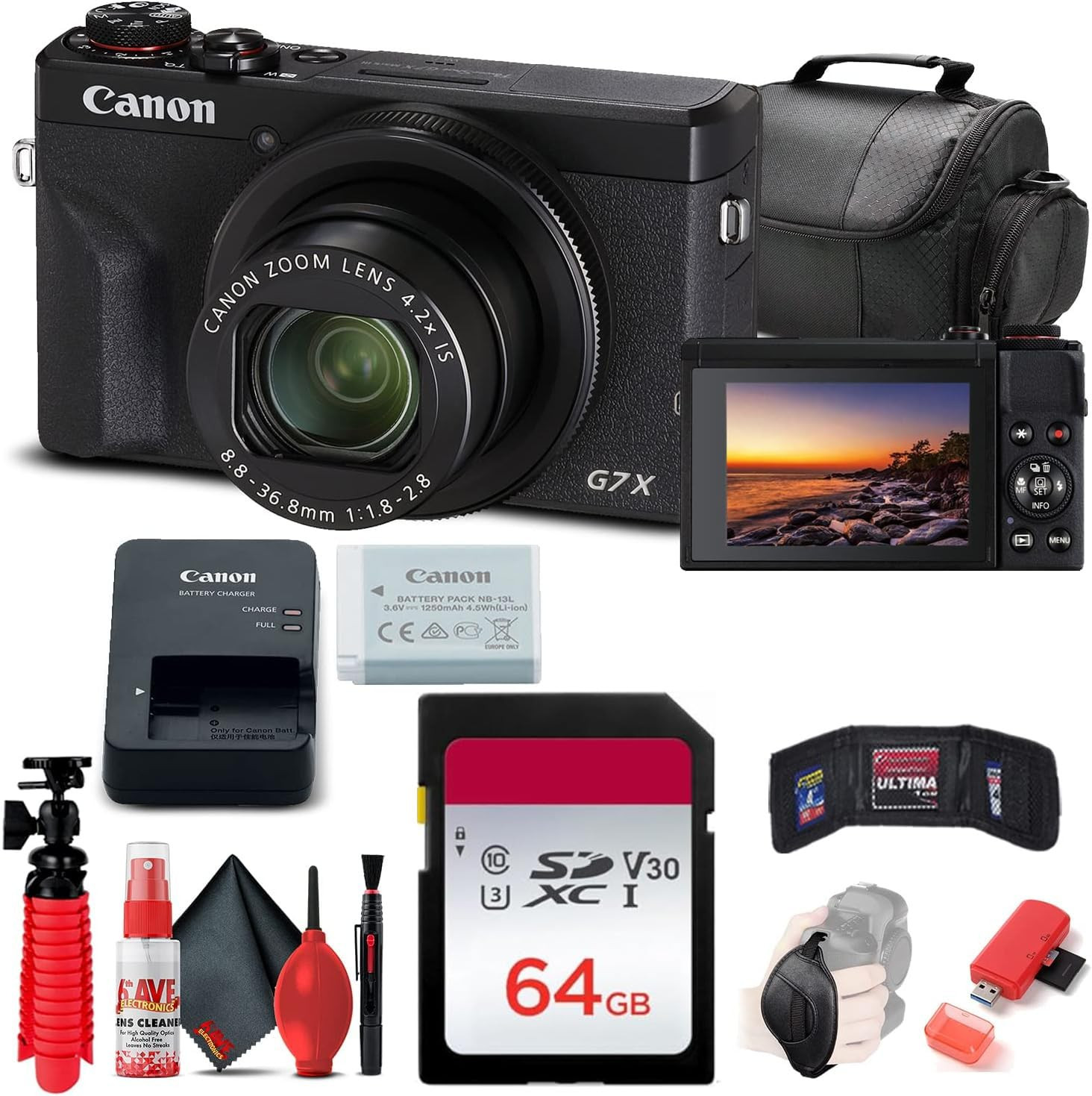 Canon PowerShot G7 X Mark III Digital Camera (Black) (3637C001) + 64GB Memory Card + Card Reader ... | Amazon (US)