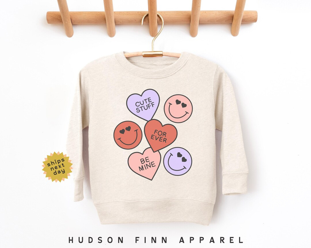 Kids Valentine's Day Sweatshirt, Conversation Hearts Toddler Sweatshirt, Valentines Day Kids Hood... | Etsy (US)