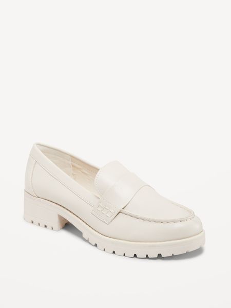 Faux-Leather Chunky Heel Loafers for Women | Old Navy (US)