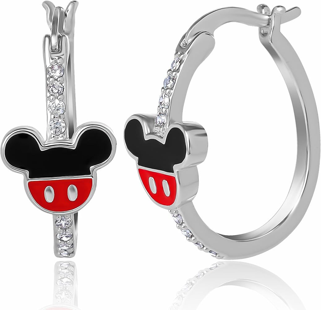 Mickey Mouse and Minnie Mouse Earrings for Women Official License, Hoop Earrings with Cubic Zirco... | Amazon (US)