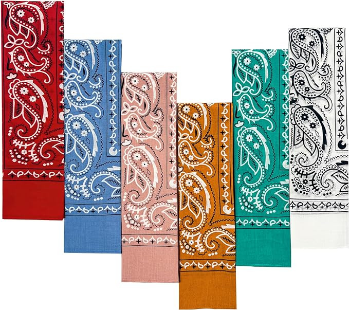 6-Pack 100% Cotton Bandanas Gift Set – 22x22 Inch Paisley Head Wraps form Men & Women, Neck & F... | Amazon (US)