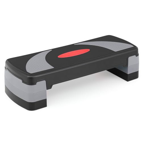 MADOG 31" Aerobics Stepper Platform with Stackable Risers, 4 inch-6 inch-8 inch, Workout Steppers for Exercise at Home, Stable & Non-slip Design, Black/Gray | Amazon (US)