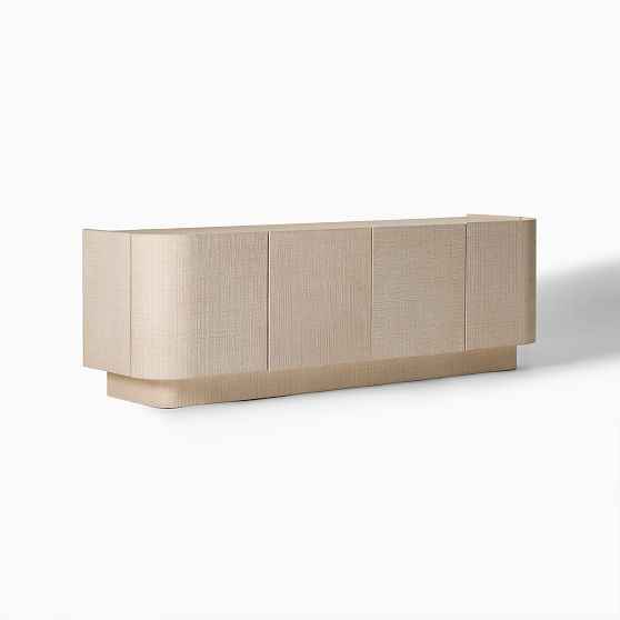 Solstice 68"" Media Console, Whitewash Raffia | West Elm (US)