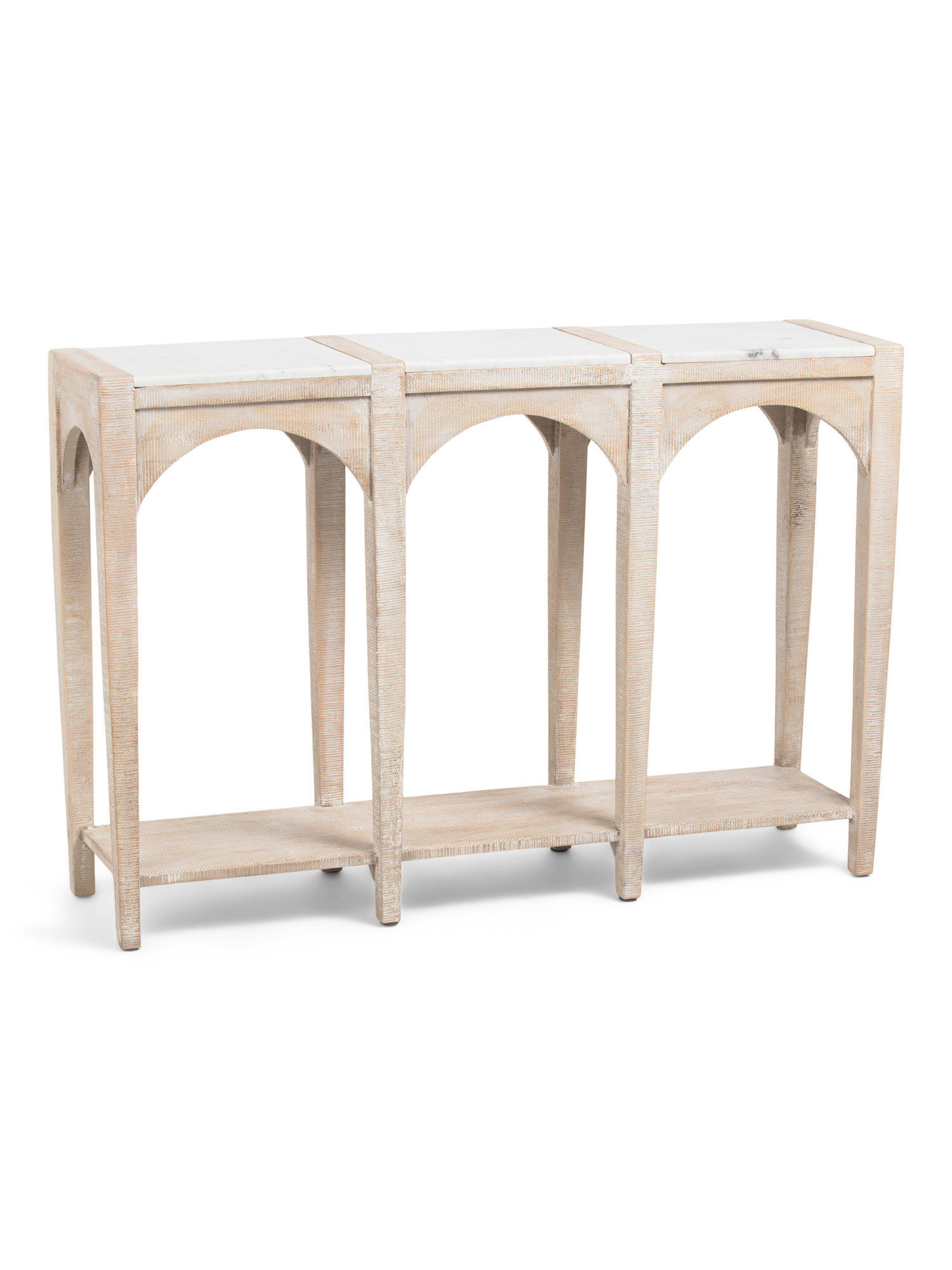 45x12x30 Marble Top Arched Slatted Console Table | TJ Maxx