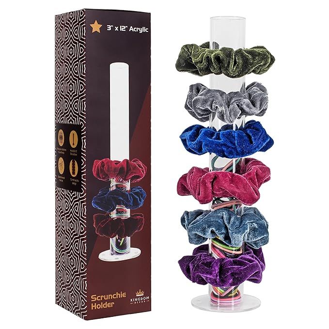 Kingdom Décor Scrunchie Holder Stand, Acrylic Scrunchy Display, 12 Inch Clear Hair Tie Accessori... | Amazon (US)