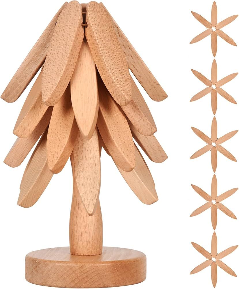 Wooden Trivets for Hot Dishes， Tree Shape Trivet Set,Trivets for Hot Dishes - 5 Wooden Trivet +... | Amazon (US)