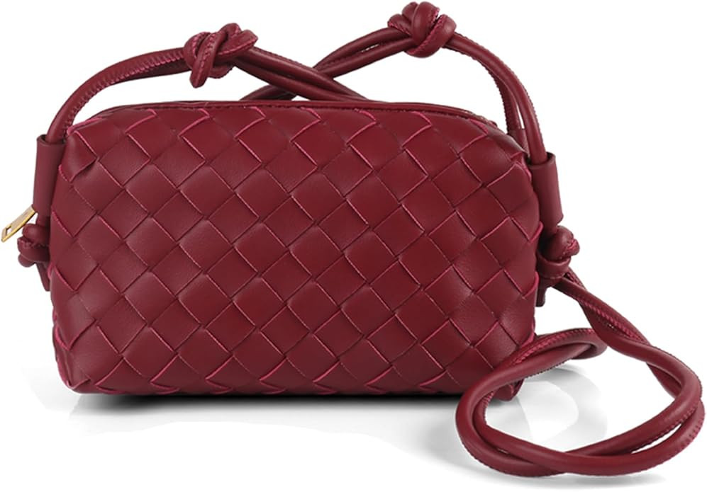 Woven Purse Crossbody Bag for Women, Small Leather Evening Purses with Adjustable Shoulder Strap ... | Amazon (US)