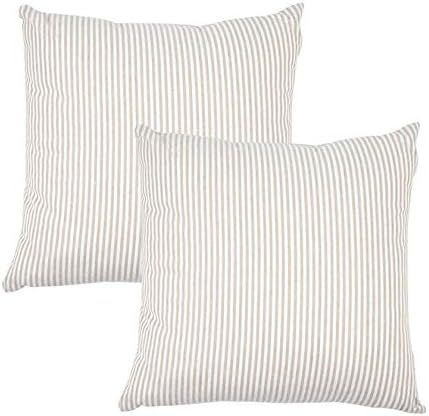 Amazon.com: JES&MEDIS Pack of 2 Pillowcase Cotton Striped Home Decor Square Throw Pillow Covers S... | Amazon (US)