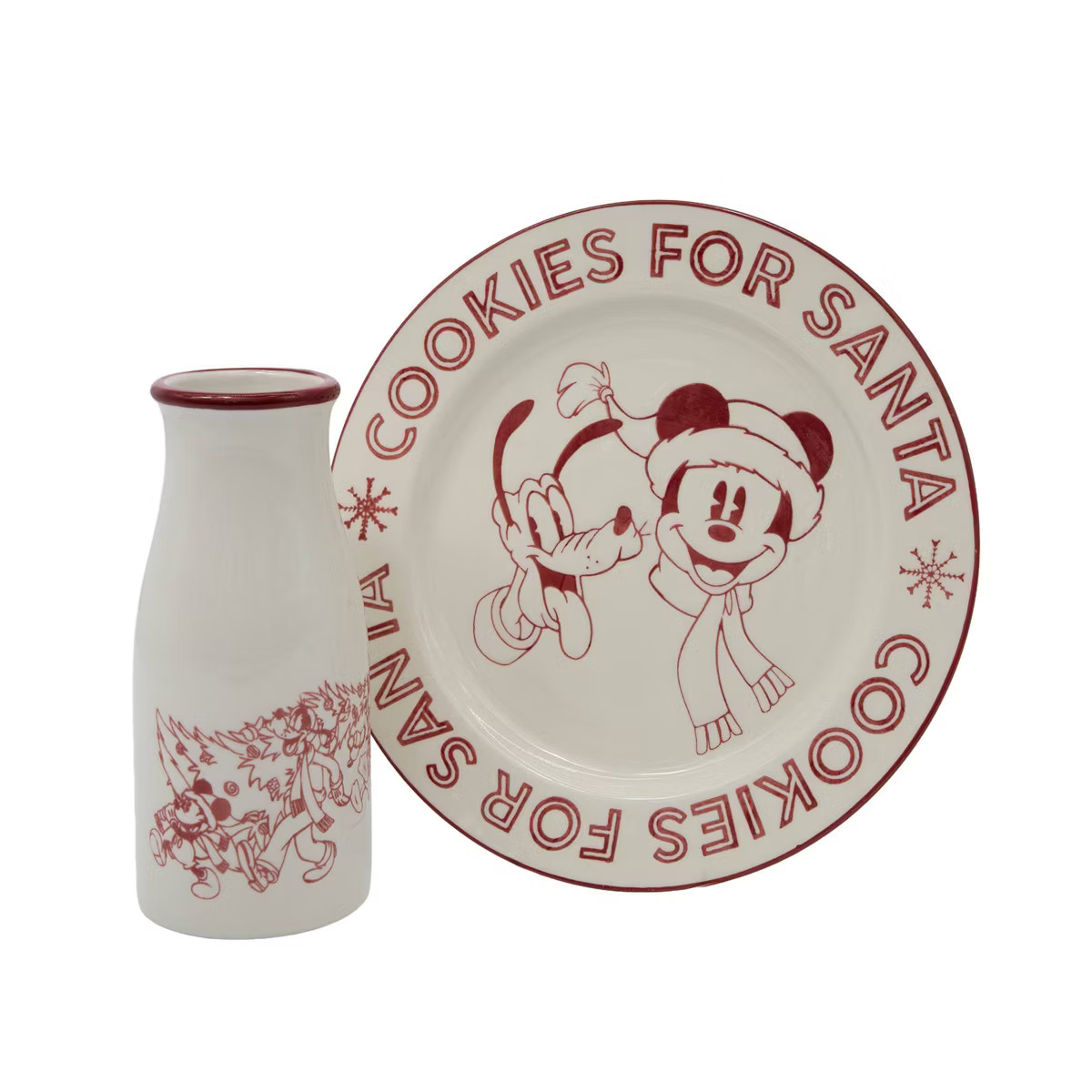 Disney 10" Mickey Mouse Cookie Santa 1 Dessert Plate Red/White | Target