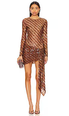 Camila Coelho Cataleya Sequin Mini Dress in Caramel from Revolve.com | Revolve Clothing (Global)