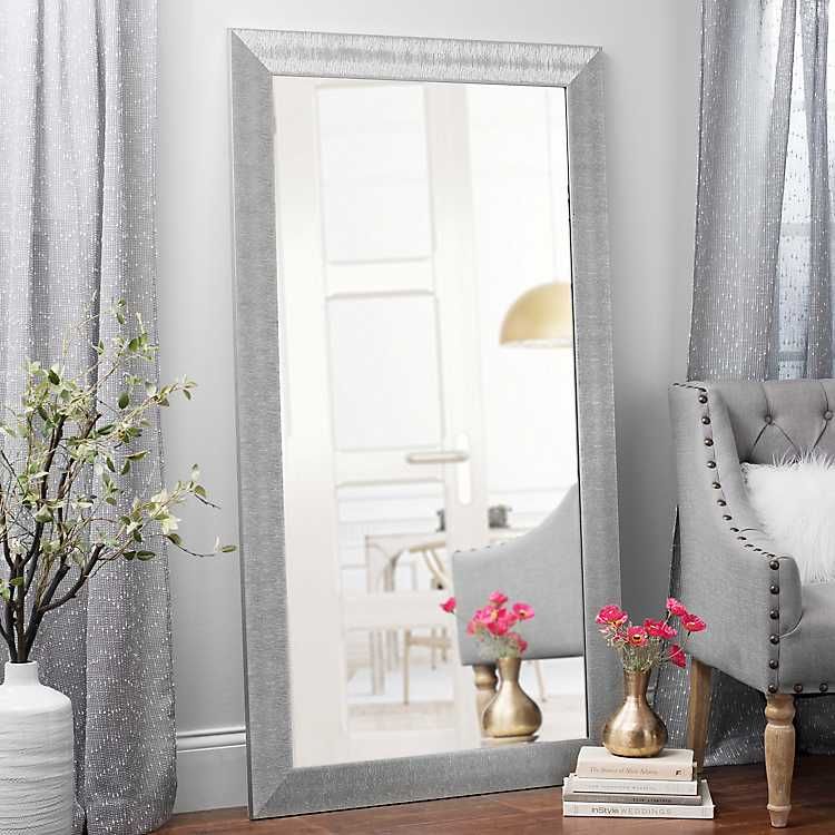 Textured Silver Framed Mirror, 37.5x67.5 in. | Kirkland's Home