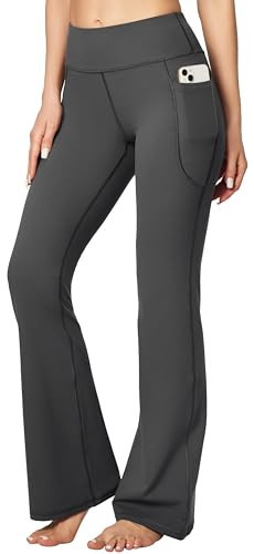 Heathyoga Women Bootcut High Waist Yoga Pants with Pockets, Gray, Small | Amazon (US)
