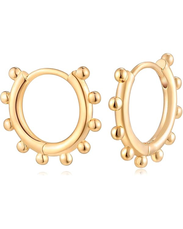 MYEARS Women Huggie Earrings Gold Hoop 14K Gold Filled Small Simple Handmade Hypoallergenic Every... | Amazon (US)
