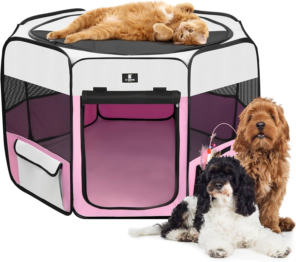 X-ZONE PET Dog Playpen Portable Pet Play Pens for Puppies, Cat, Rabbit, Chicks, Foldable Exercise... | Amazon (US)