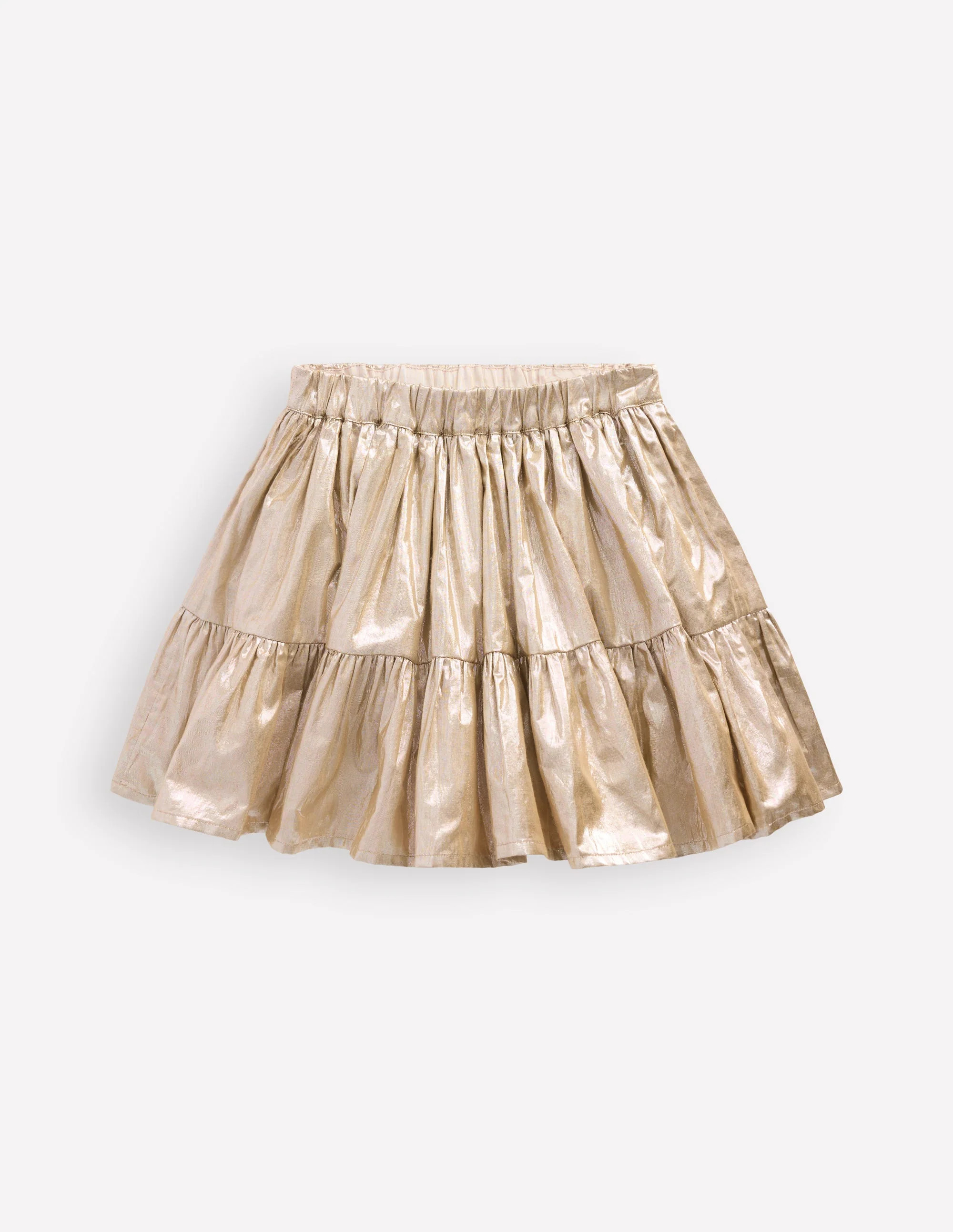 Metallic Tiered Skirt-Gold Metallic | Boden UK